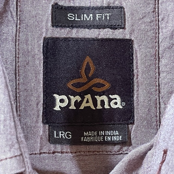 PrAna Broderick Hiking Shirt Large Organic Cotton Outdoors Casual Mens - Picture 9 of 13